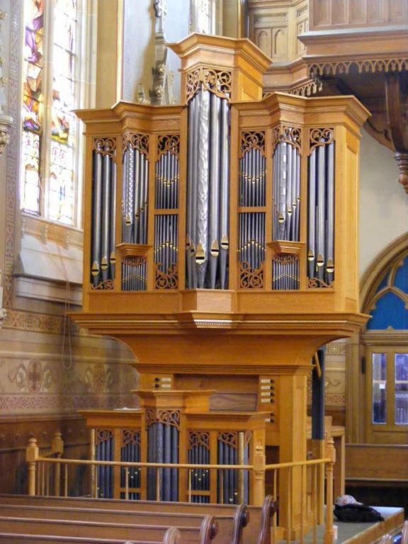 The organ in it's second temporary home, St. Michael's Church in Rochester, NY. 